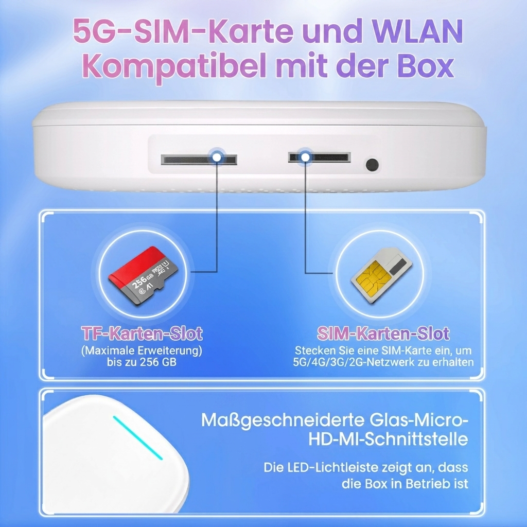 2 Max Ultra AI Box – Qualcomm 8-Core QCM6350, Android 15, 8 GB RAM + 128 GB ROM, 5G LTE, Split-Screen-Multimedia-Adapter – Bild 2
