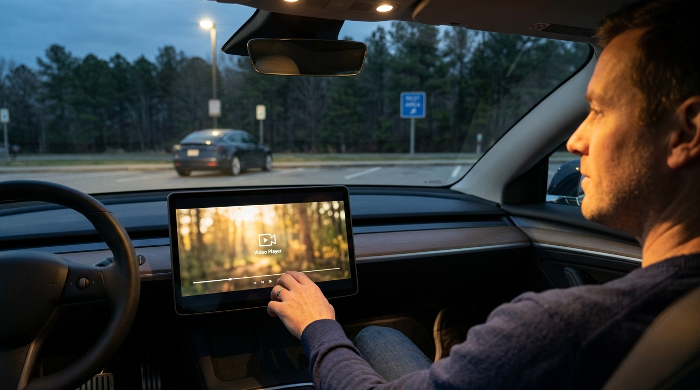 Android-Box im Auto mit Play-Store-ähnlichem App-Raster auf dem Mittelbildschirm