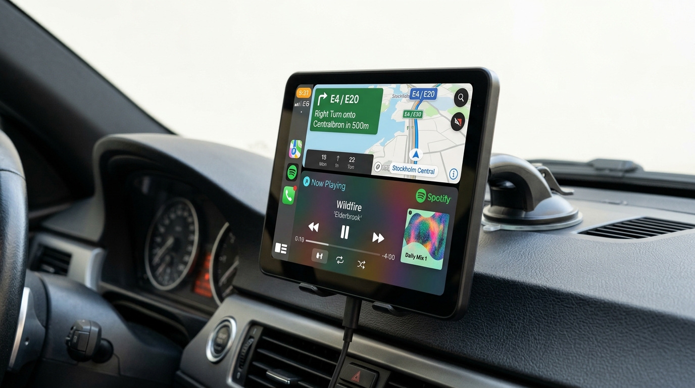 CarPlay-Konsole zum Aufsetzen auf dem Armaturenbrett eines Linkslenkers