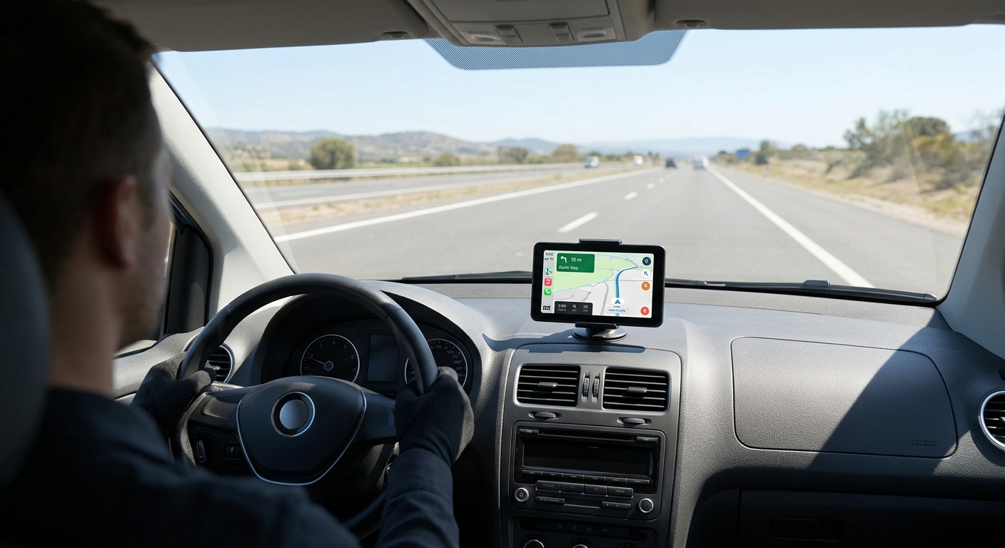 Leerer 1-DIN-Radioschacht im Armaturenbrett vor dem Einbau eines 1-DIN Radios mit CarPlay